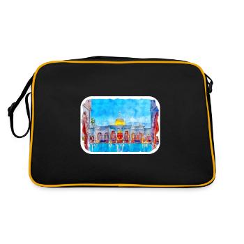 Marrakech Morrocco Watercolor Sketch Drawn Paintin - Retro Bag - black/gold - Back
