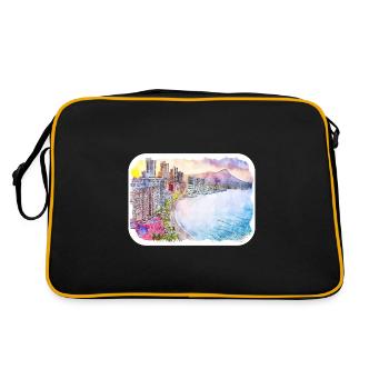Marrakech Morrocco Watercolor Sketch Drawn Paintin - Retro Bag - black/gold - Back