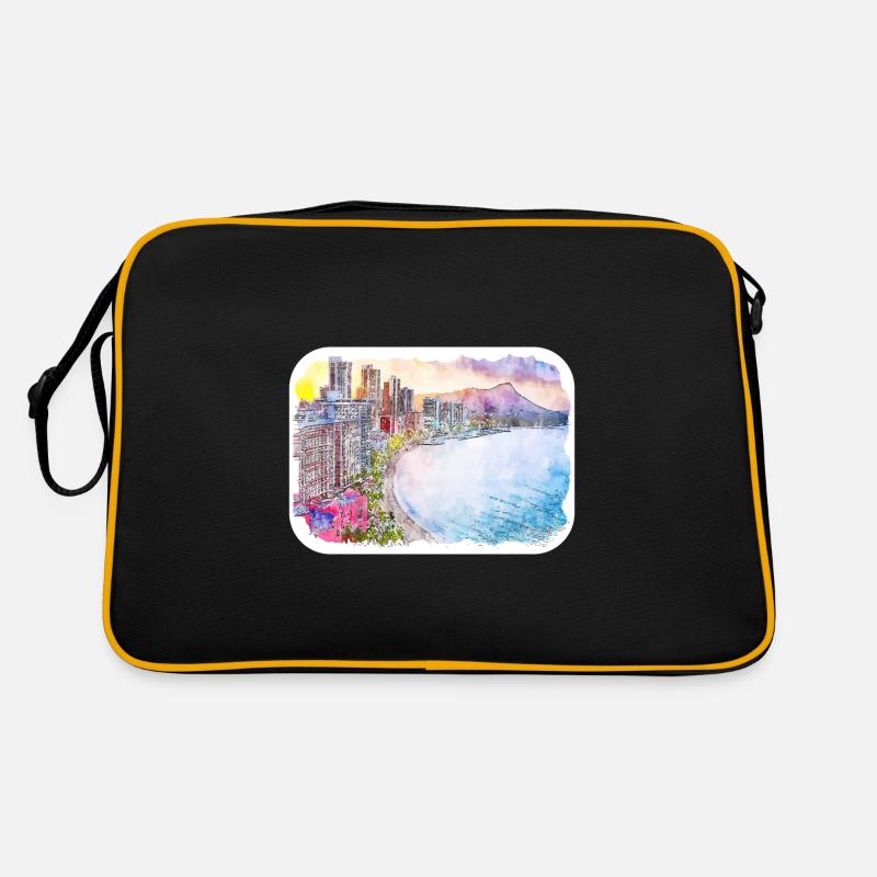 Marrakech Morrocco Aquarelle Esquisse Dessinée Peinture Sac Retro