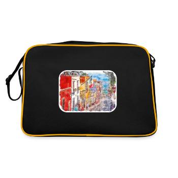 San Miguel De Allende Mexique Aquarelle Esquisse Dra - Sac Retro - noir/or - Dos