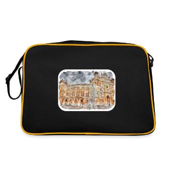Madrid Espagne Aquarelle Esquisse Dessinée Peinture - Sac Retro - noir/or - Dos