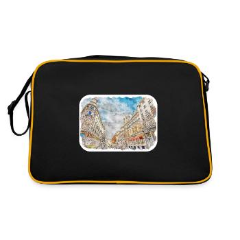 Madrid Espagne Aquarelle Esquisse Peinture Dessin - Sac Retro - noir/or - Dos