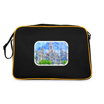 Madrid Espagne Aquarelle Esquisse Dessinée Peinture - Sac Retro - noir/or - Dos