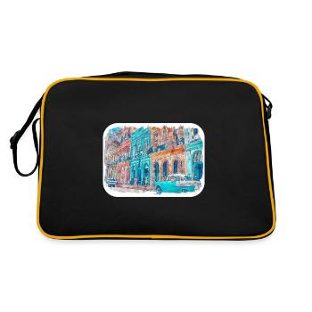 Habana Cuba Aquarelle Esquisse Dessinée Illustration - Sac Retro - noir/or - Dos