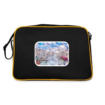 Venise Italie Aquarelle Esquisse Illustration - Sac Retro - noir/or - Dos