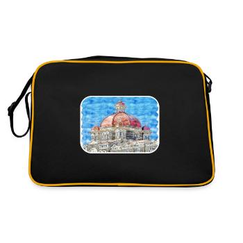 Mumbai India Watercolor Sketch Drawn Painting - Retro Bag - black/gold - Back