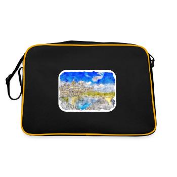 Madrid Espagne Aquarelle Esquisse Peinture Dessin - Sac Retro - noir/or - Dos