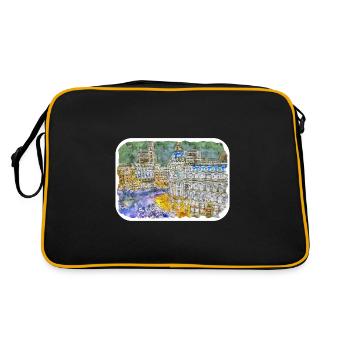 Madrid Espagne Aquarelle Esquisse Peinture Dessin - Sac Retro - noir/or - Dos