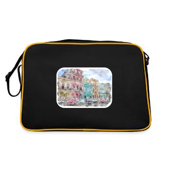 Habana Cuba Aquarelle Esquisse Dessinée Illustration - Sac Retro - noir/or - Dos