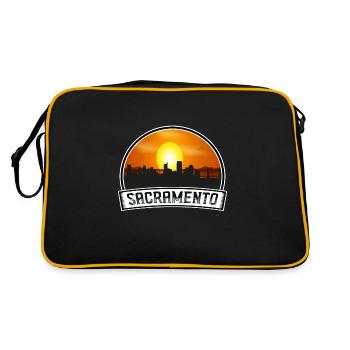 Sacramento California Usa Skyline Vintage Sunset T - Retro Tasche - Schwarz/Gold - Hinten