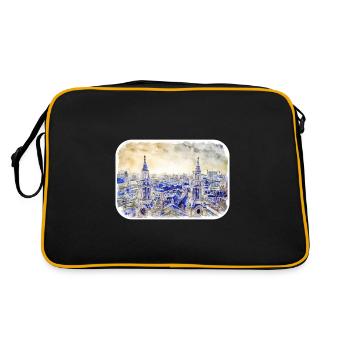 Londres Royaume-Uni Aquarelle Croquis Peinture dessinée à la main - Sac Retro - noir/or - Dos