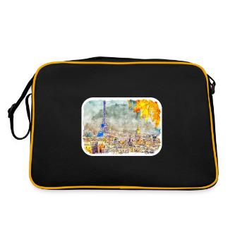 Paris France Aquarelle Illustration - Sac Retro - noir/or - Dos