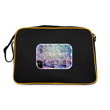Londres Royaume-Uni Aquarelle Croquis Peinture dessinée à la main - Sac Retro - noir/or - Dos