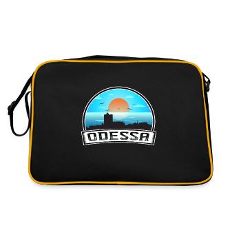Odessa Ukraine Skyline Vintage Sunset Travel Souve - Retro Tasche - Schwarz/Gold - Hinten