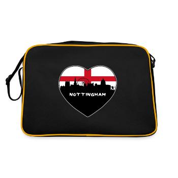 Nottingham England Flag Skyline Travel Souvenir - Retro Bag - black/gold - Back