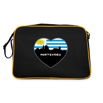 Montevideo Uruguay Flagge Skyline Reise Souvenir - Retro Tasche - Schwarz/Gold - Hinten