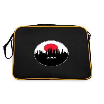 Osaka Japan Flag Skyline Silhouette Travel - Retro Bag - black/gold - Back