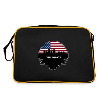 Cincinnati Ohio Usa Flag Skyline Silhouette Travel - Retro Bag - black/gold - Back