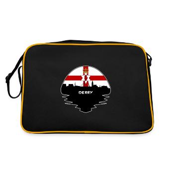 Derry-Nordirland-Flaggen-Skyline-Schattenbild-Tra - Retro Tasche - Schwarz/Gold - Hinten