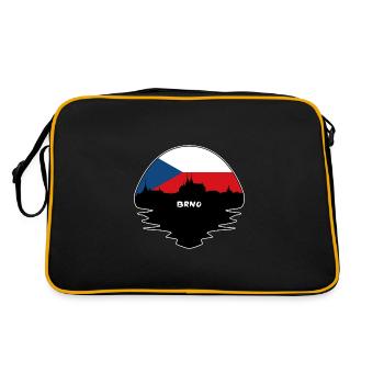 Brünn Tschechien Flagge Skyline Silhouette Reisen - Retro Tasche - Schwarz/Gold - Hinten