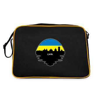 Lviv Ukraine Flag Skyline Silhouette Voyage - Sac Retro - noir/or - Dos