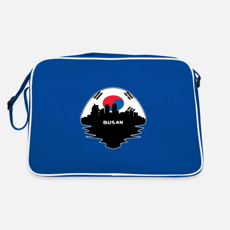 Busan Corée du Sud Flag Skyline Silhouette Voyage Sac Retro