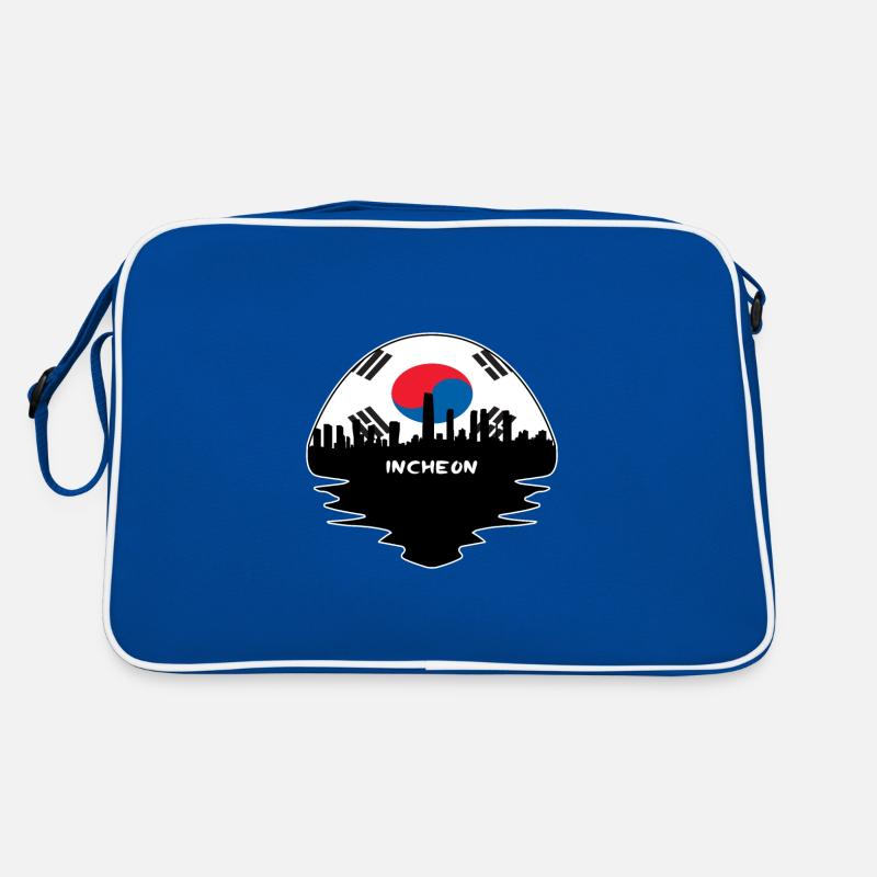 Incheon Corée du Sud Drapeau Skyline Silhouette Voyage Sac Retro