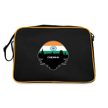 Chennai India Flag Skyline Silhouette Travel - Retro Bag - black/gold - Back