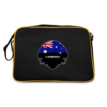 Canberra Australien Flagge Skyline Silhouette Reisen - Retro Tasche - Schwarz/Gold - Hinten