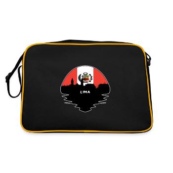 Lima Pérou Flag Skyline Silhouette Voyage - Sac Retro - noir/or - Dos