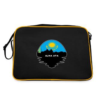 Alma Ata Kazakhstan Flag Skyline Silhouette Travel - Retro Bag - black/gold - Back