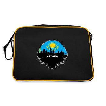 Astana Kazakhstan Flag Skyline Silhouette Voyage - Sac Retro - noir/or - Dos