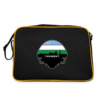 Tachkent Ouzbékistan Flag Skyline Silhouette Voyage - Sac Retro - noir/or - Dos