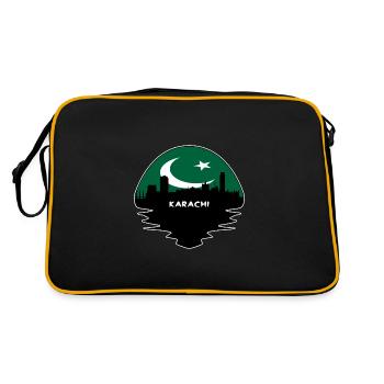 Karachi Pakistan Flag Skyline Silhouette Voyage - Sac Retro - noir/or - Dos