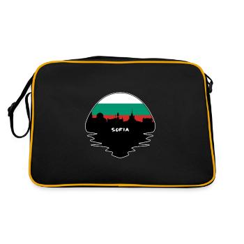 Sofia Bulgaria Flag Skyline Silhouette Travel - Retro Bag - black/gold - Back