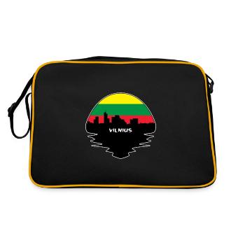 Vilnius Lituanie Flag Skyline Silhouette Voyage - Sac Retro - noir/or - Dos