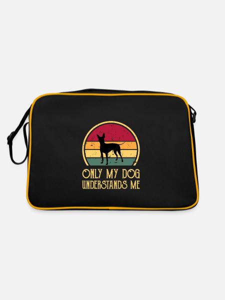 American Hairless Terrier Dog Silhouette Retro - Sac Retro - noir/or - Dos