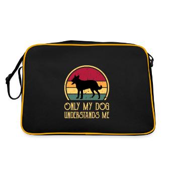 Cumberland Sheepdog Dog Silhouette Retro Sunset - Sac Retro - noir/or - Dos
