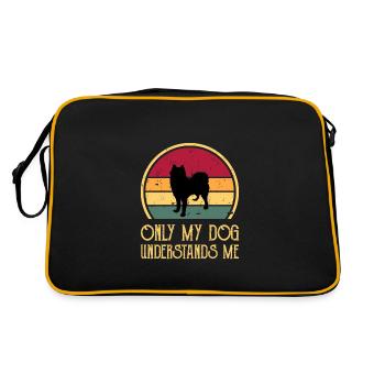 Husky Dog Silhouette Vintage Sunset for Dog Lovers - Retro Bag - black/gold - Back