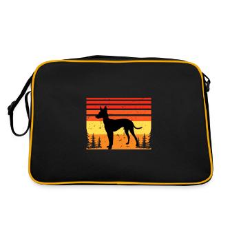 Cirneco Dell Etna Hund Liebe Silhouette Retro Sonnenuntergang - Retro Tasche - Schwarz/Gold - Hinten