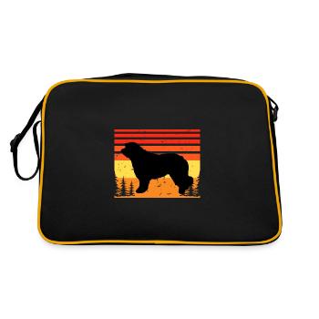 Katalanische Schäferhund Hund Liebhaber Silhouette Retro Sonnenuntergang - Retro Tasche - Schwarz/Gold - Hinten