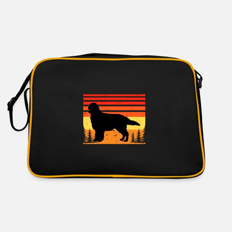 Flat Coated Retriever Dog Silhouette Retro Sunset Retro Bag