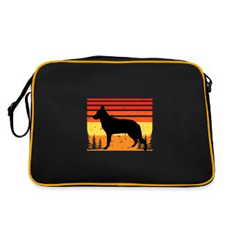 Silhouette de chien de berger d’Europe de l’Est Rétro Coucher de soleil - Sac Retro - noir/or - Dos