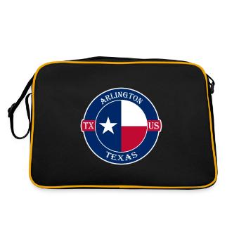 Arlington Texas Flag USA Travel Souvenir Badge - Retro Bag - black/gold - Back