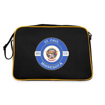 St. Paul Minnesota Flag USA Travel Souvenir Badge - Sac Retro - noir/or - Dos