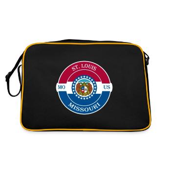 St. Louis Missouri Flag USA Travel Souvenir Badge - Retro Bag - black/gold - Back