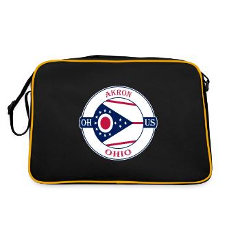 Akron Ohio Flagge USA Reise Souvenir Abzeichen - Retro Tasche - Schwarz/Gold - Hinten