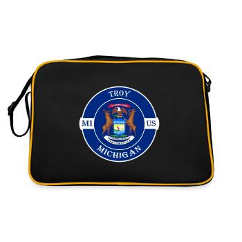 Troy Michigan Flag USA Travel Souvenir Badge - Sac Retro - noir/or - Dos