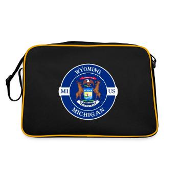 Wyoming Michigan Flag USA Travel Souvenir Badge - Sac Retro - noir/or - Dos