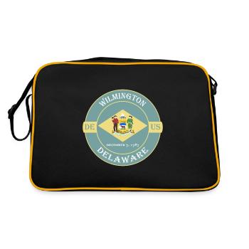 Wilmington Delaware Flag USA Travel Souvenir Badge - Sac Retro - noir/or - Dos